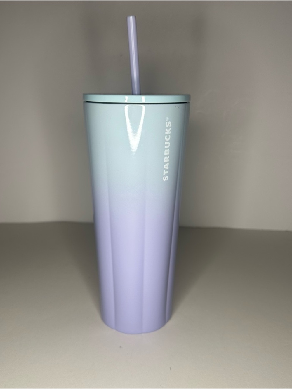 Starbucks Lilac Blue Ombre Puffy Cold Cup Venti Tumbler 24oz Stainless Steel